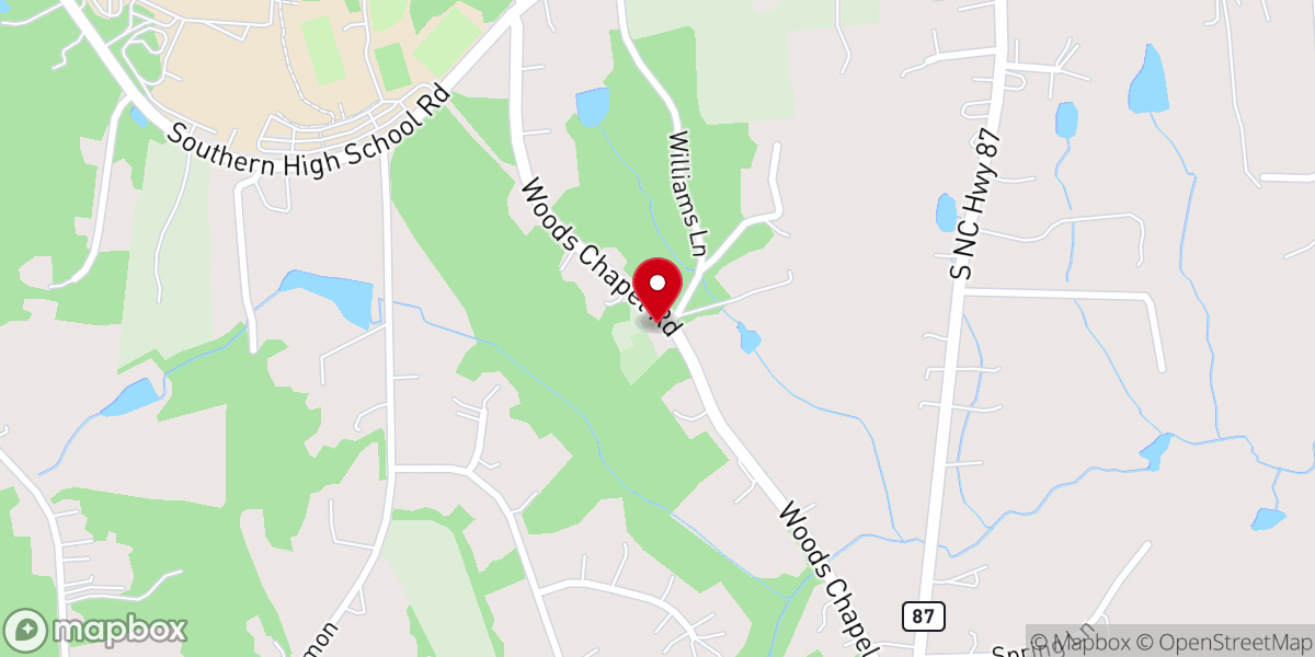Map showing location of Woods Chapel