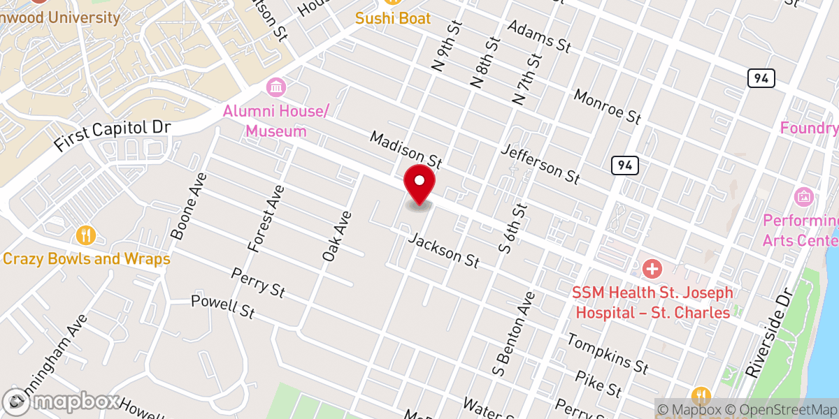 Map showing location of First St. Charles United Methodist Church
