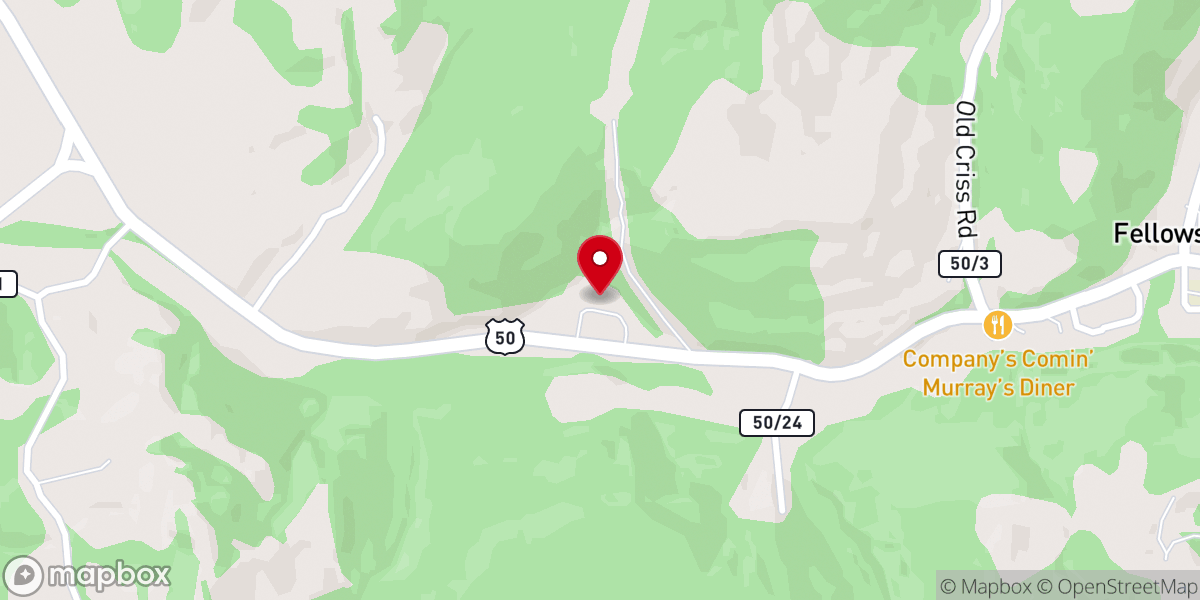 Map showing location of Fellowsville Assembly of God Church