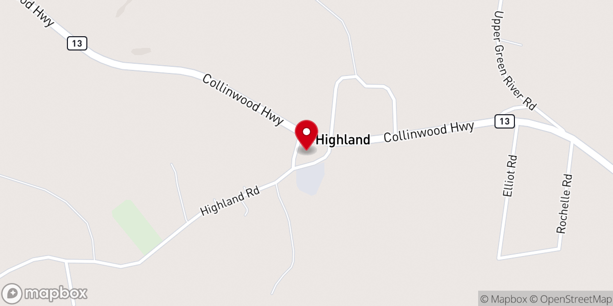Map showing location of South Highland Church of Christ