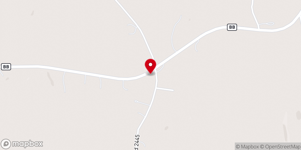 Map showing location of Sweet Springs Baptist Church