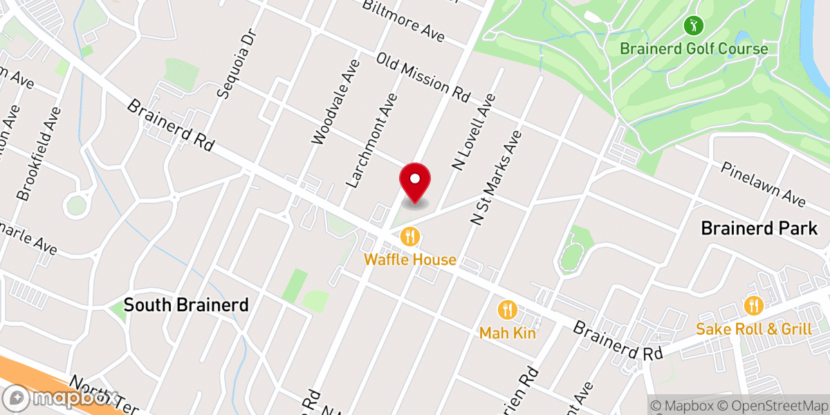 Map showing location of Ridgeview Baptist Church
