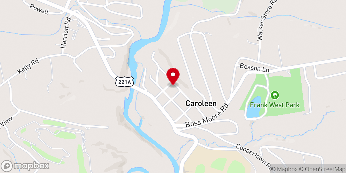 Map showing location of Caroleen Baptist Church