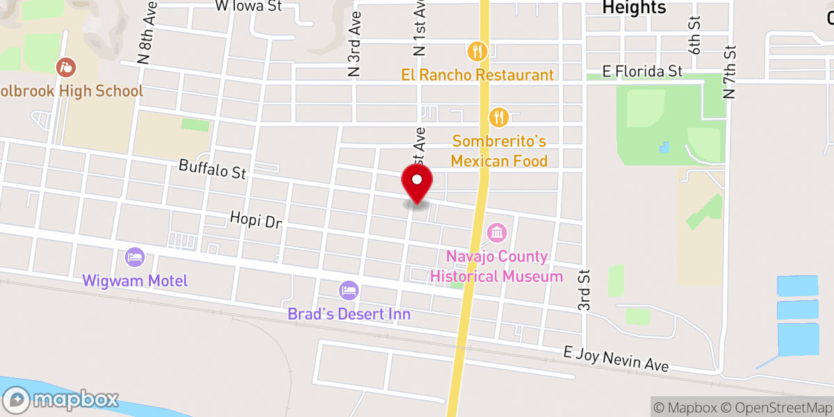 Map showing location of FIRST BAPTIST CHURCH OF HOLBROOK