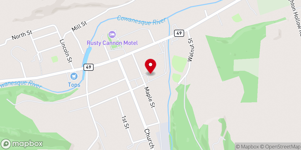 Map showing location of Valley Christian Church