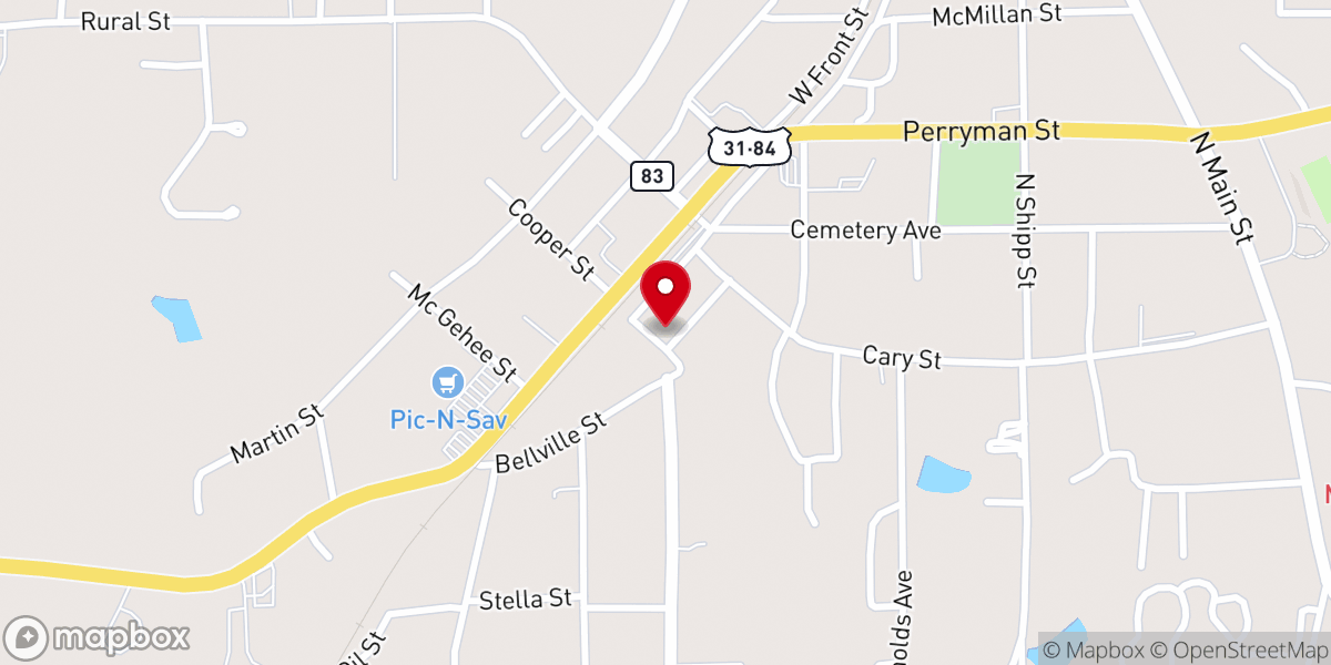 Map showing location of Evergreen United Methodist Church