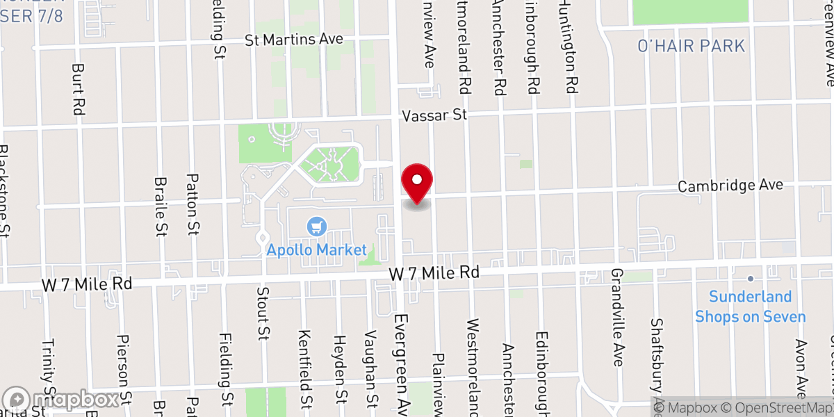 Map showing location of Jones Memorial Church of God and Christ