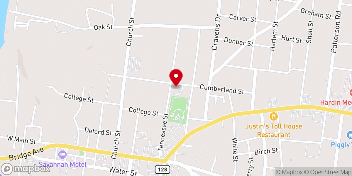 Map showing location of First Cumberland Presbyterian