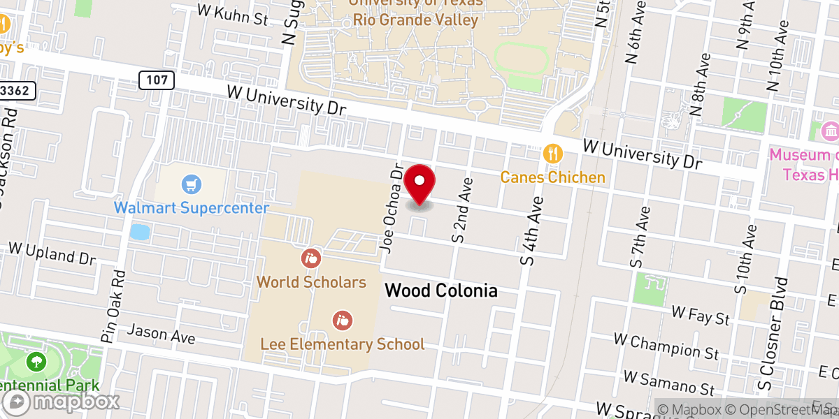 Map showing location of Memorial Baptist Church