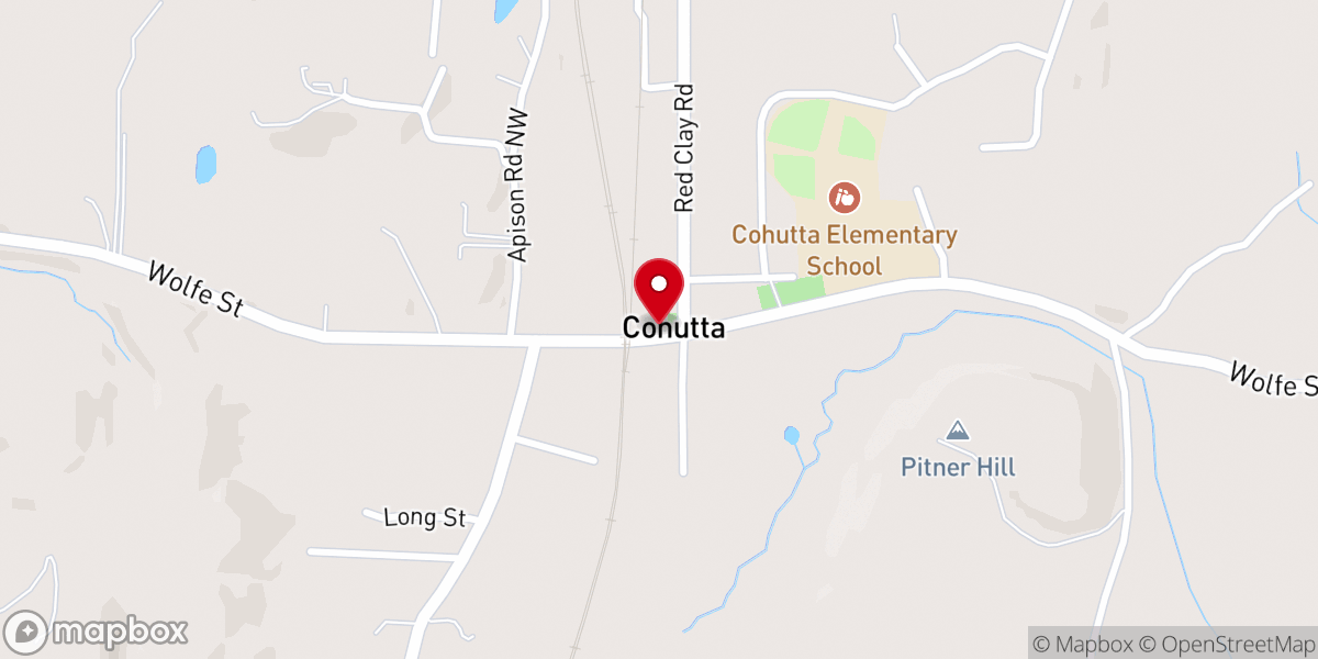 Map showing location of Cohutta Presbyterian Church