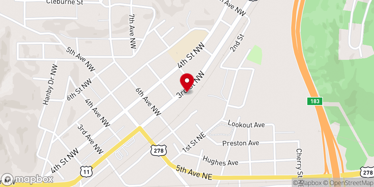 Map showing location of Friendship Baptist Church