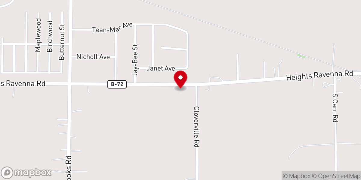 Map showing location of Cloverville Baptist Church