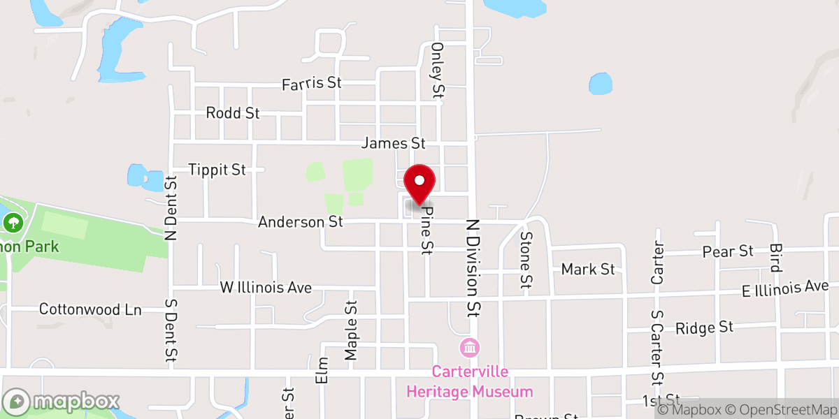Map showing location of Carterville First United Methodist Church
