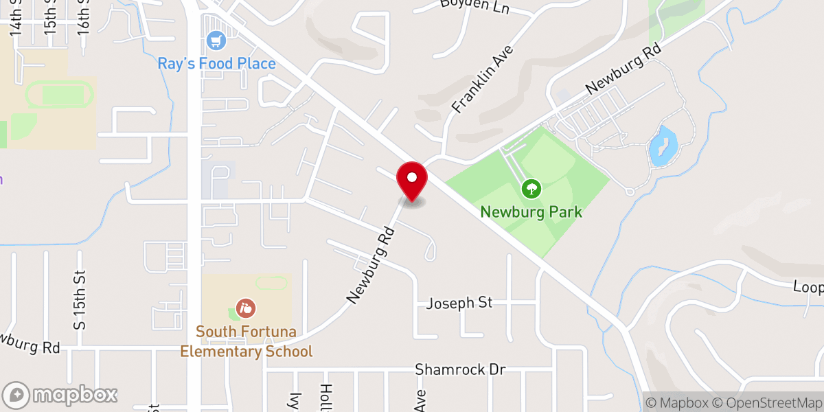 Map showing location of Fortuna the Pentecostal Church