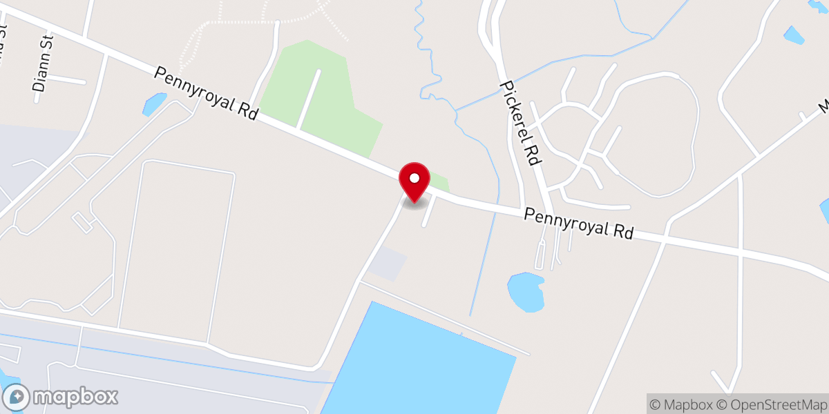 Map showing location of Pennyroyal Church