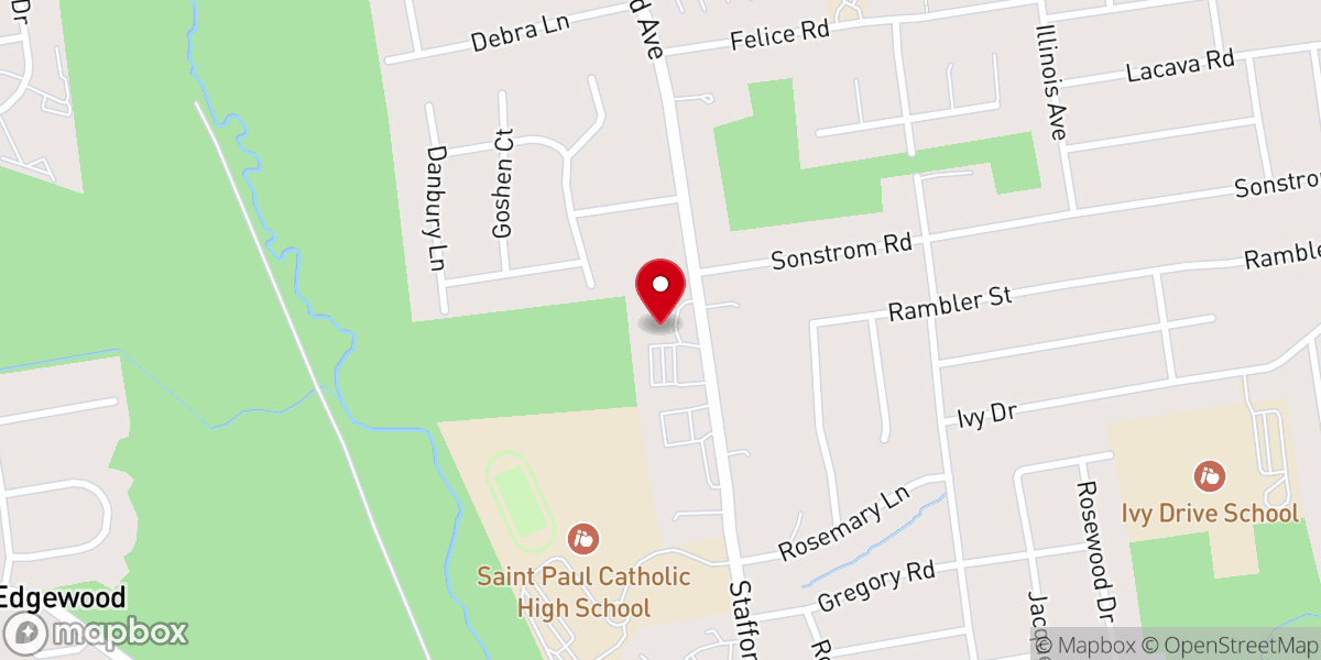 Map showing location of Faith Lutheran Church