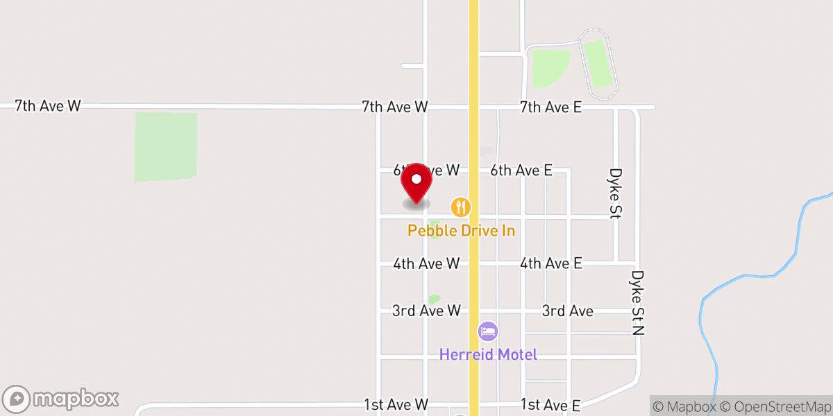 Map showing location of Assembly of God Church
