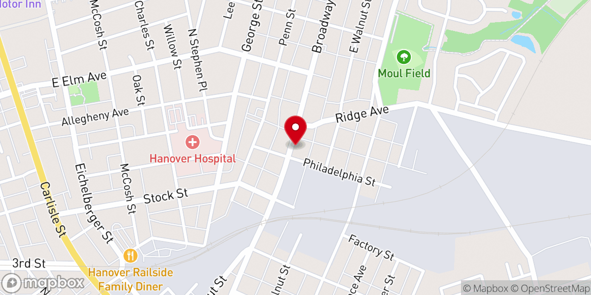 Map showing location of Hanover Mennonite Church