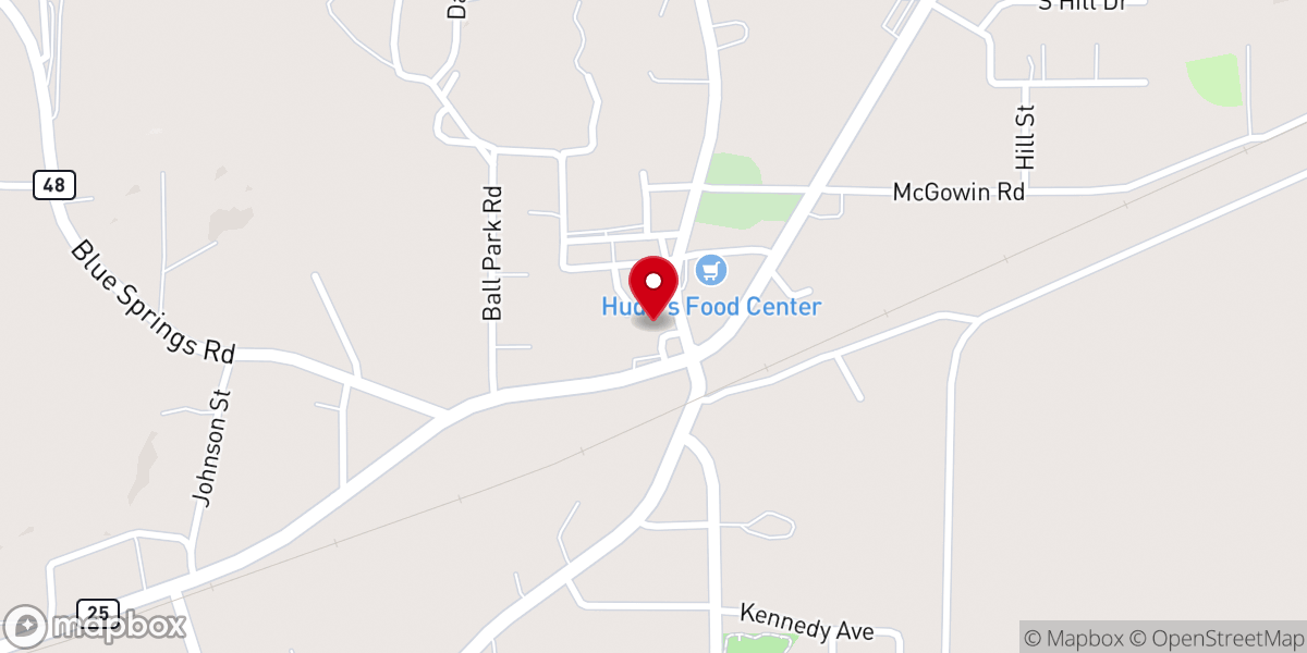 Map showing location of Wilsonville Baptist Church