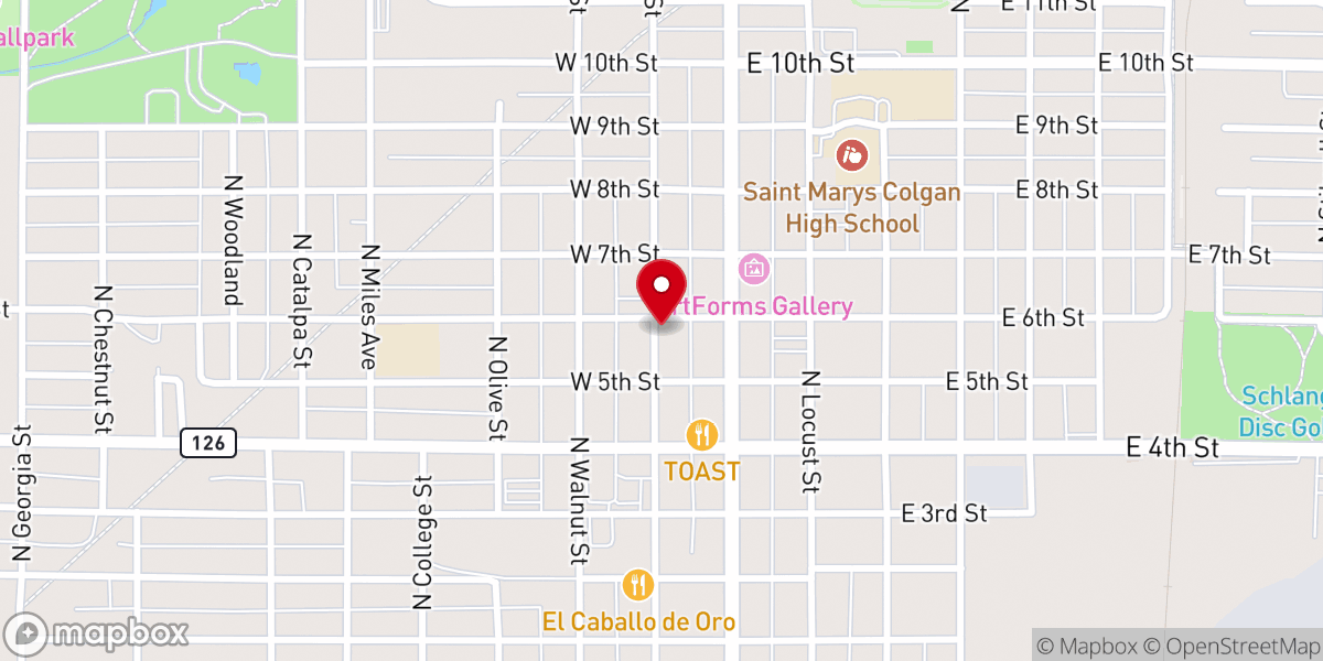 Map showing location of Radiant Church