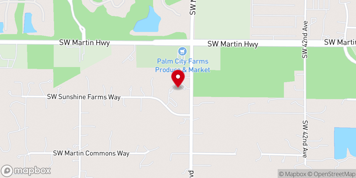Map showing location of Palm City New Hope
