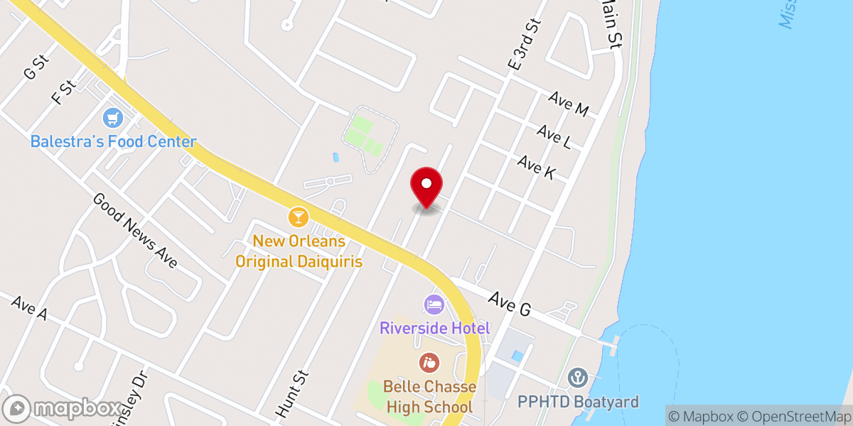 Map showing location of Belle Chasse Church of Christ