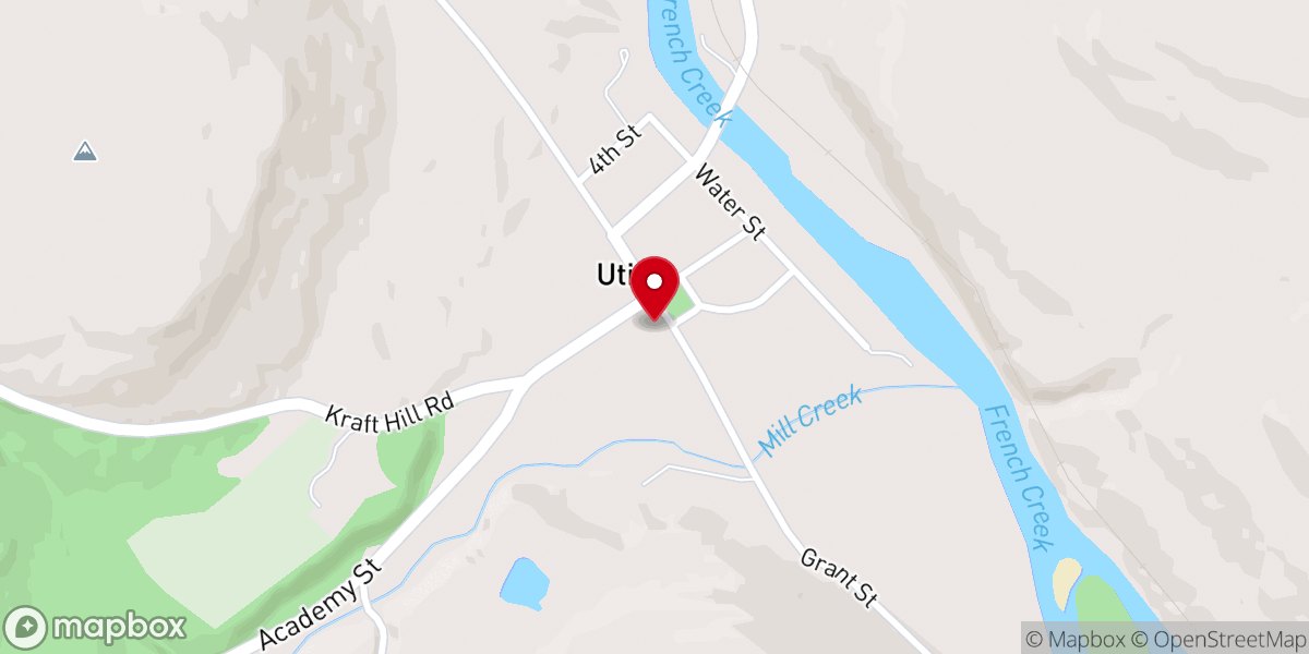 Map showing location of Utica Volunteer Fire Department