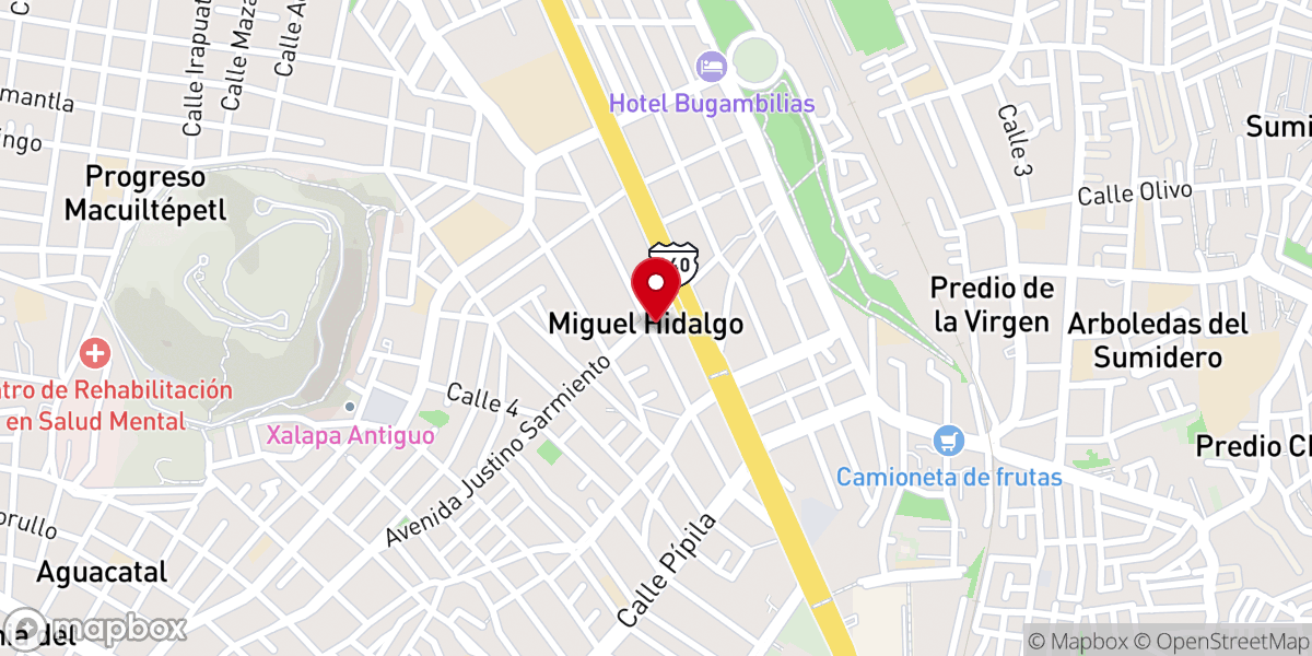 Map showing location of Iglesia Bautista Alfa y Omega