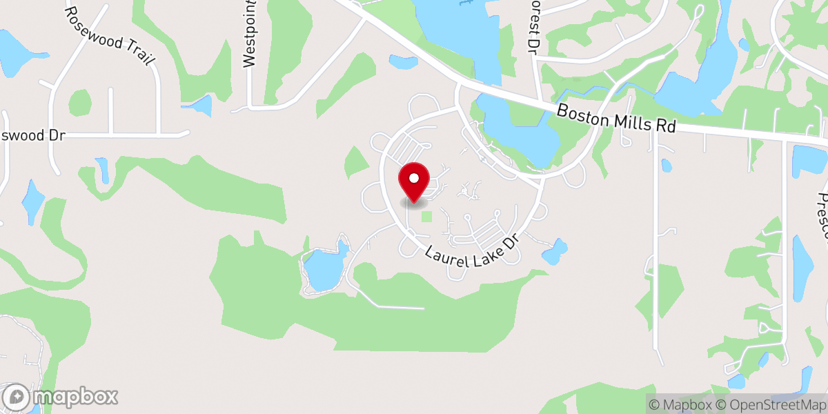 Map showing location of Serenity Chapel at Laurel Lake
