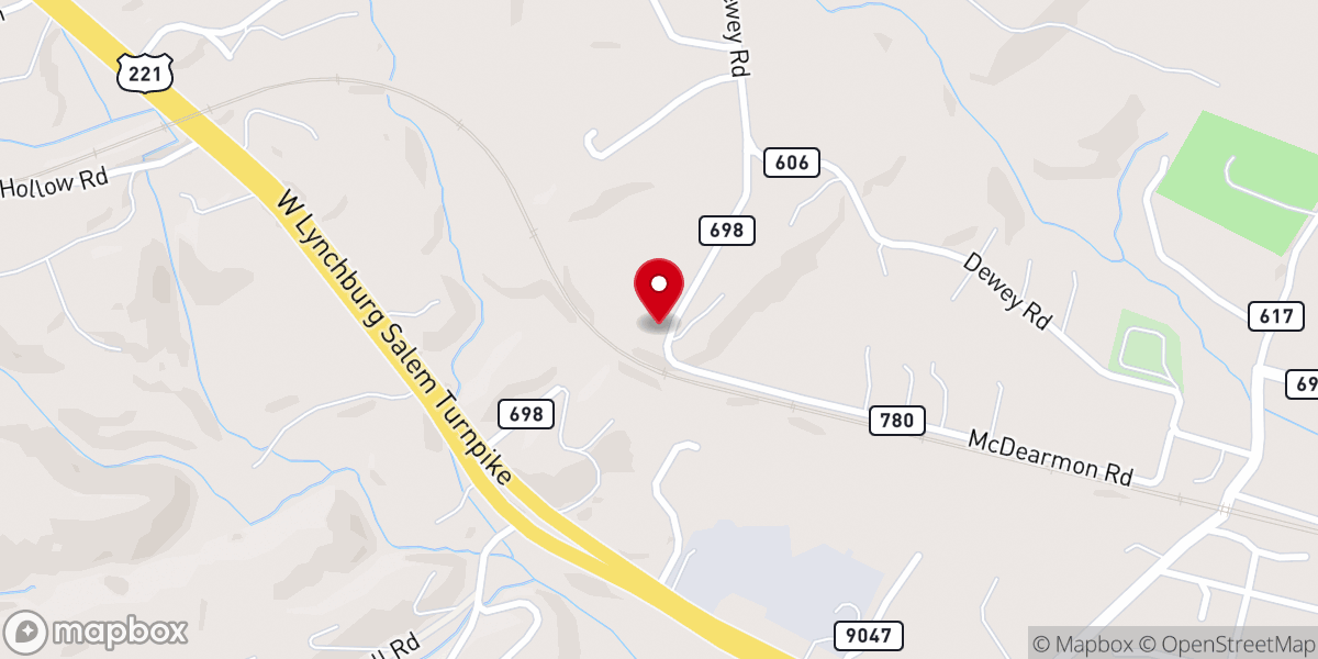 Map showing location of Montvale First Baptist Church