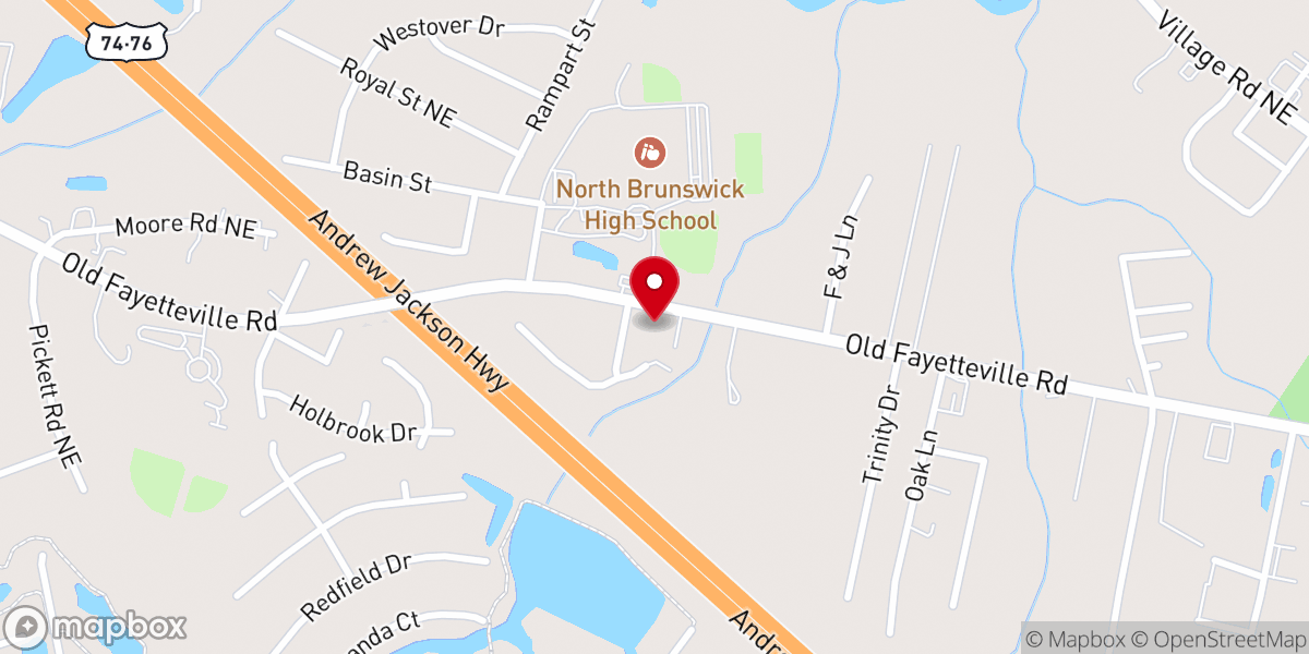 Map showing location of North Brunswick Fellowship Church