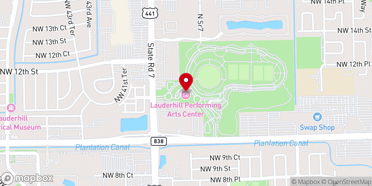 Map showing location of Lauderhill Performing Arts Center