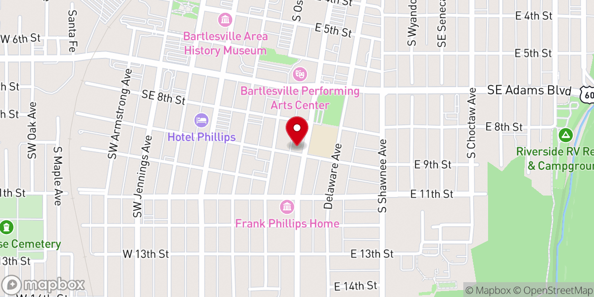 Map showing location of Victory Chapel Free Will Baptist Church