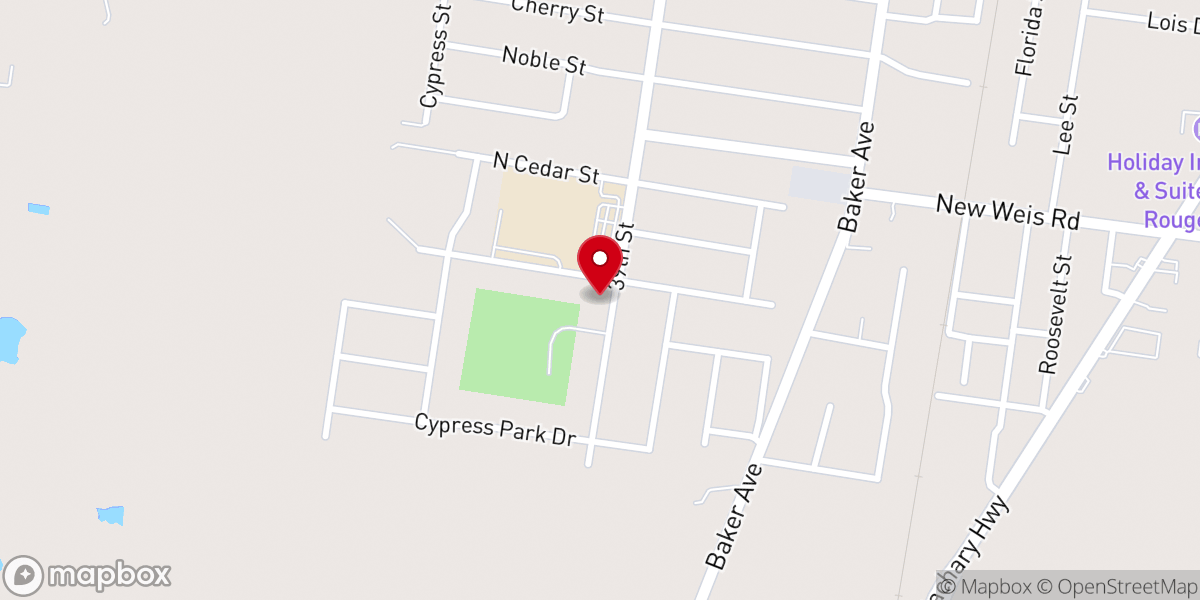 Map showing location of Zachary Church of Christ