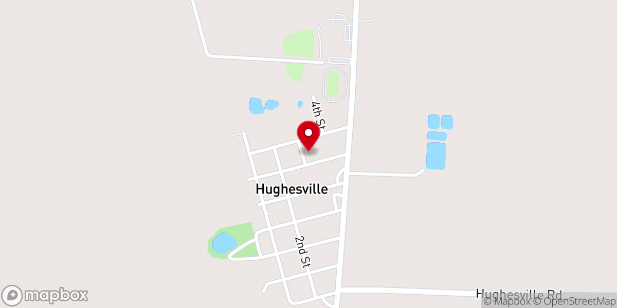 Map showing location of Hughesville Baptist Church