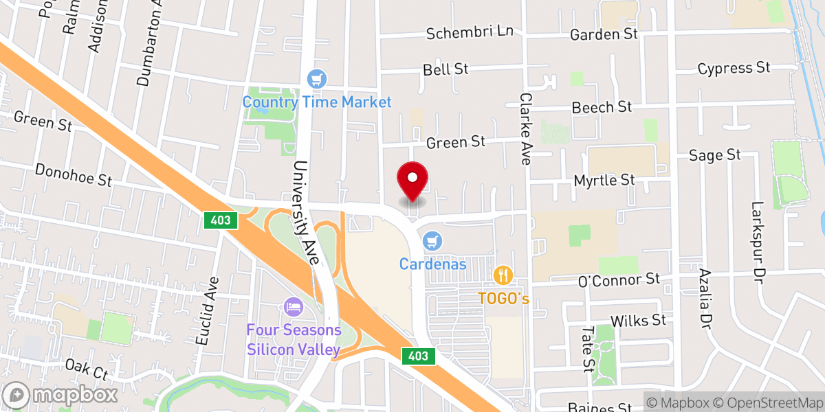Map showing location of East Palo Alto Apostolic Church