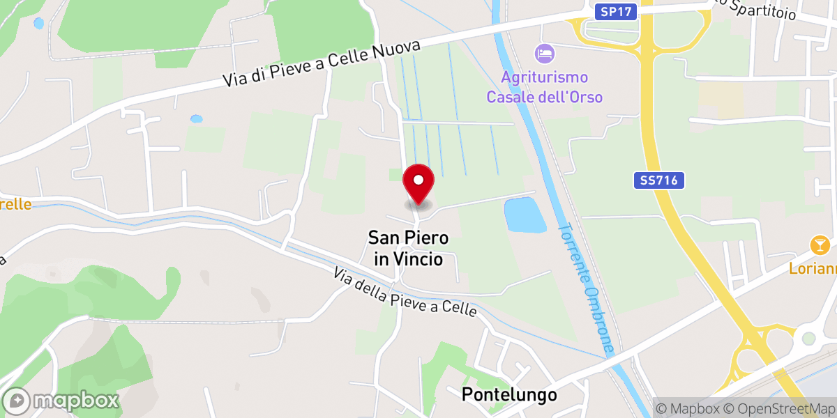 Map showing location of Chiesa di San Piero in Vincio