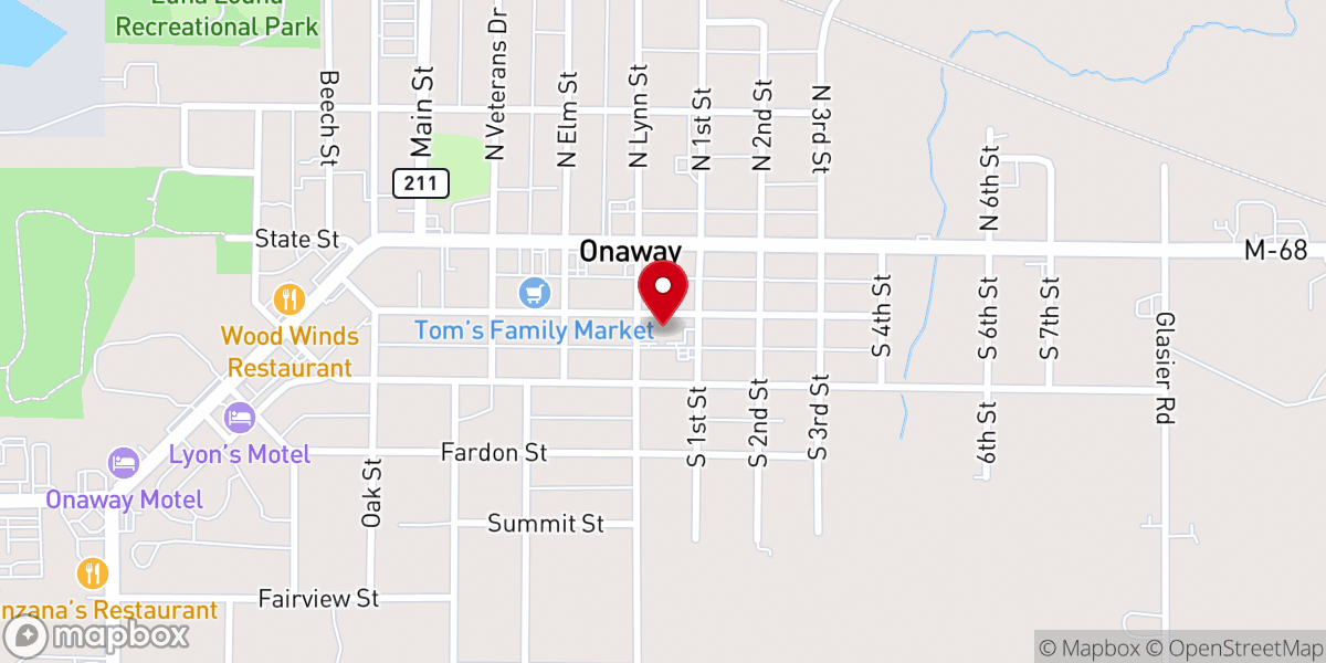 Map showing location of First Baptist Church