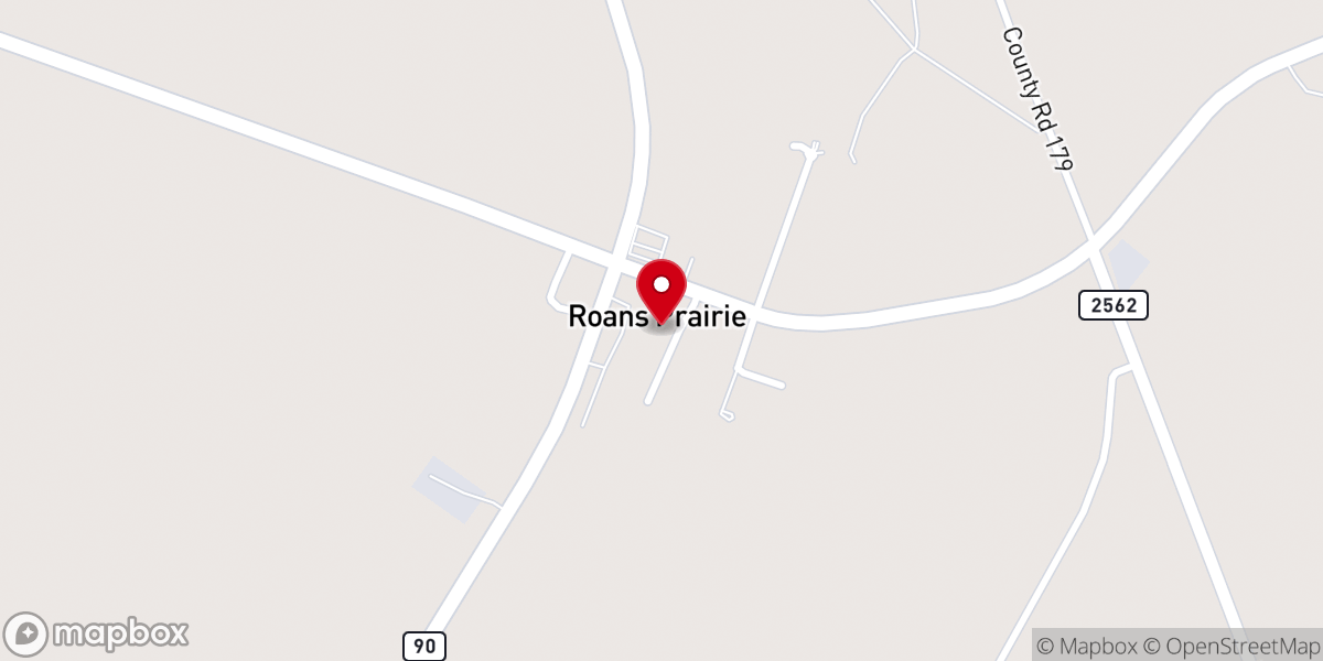 Map showing location of Roans Prairie Community Center
