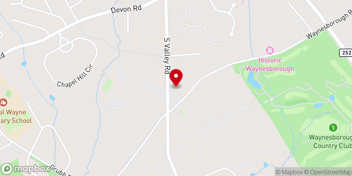 Map showing location of Paoli Presbyterian Church