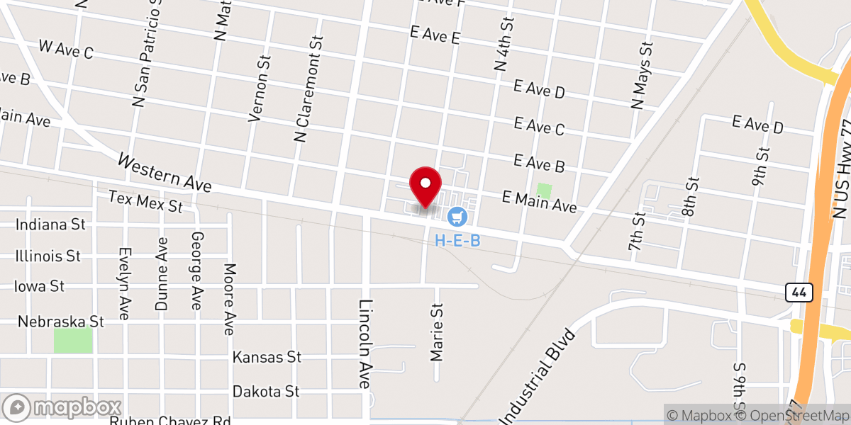 Map showing location of Barrera's Fried Chicken