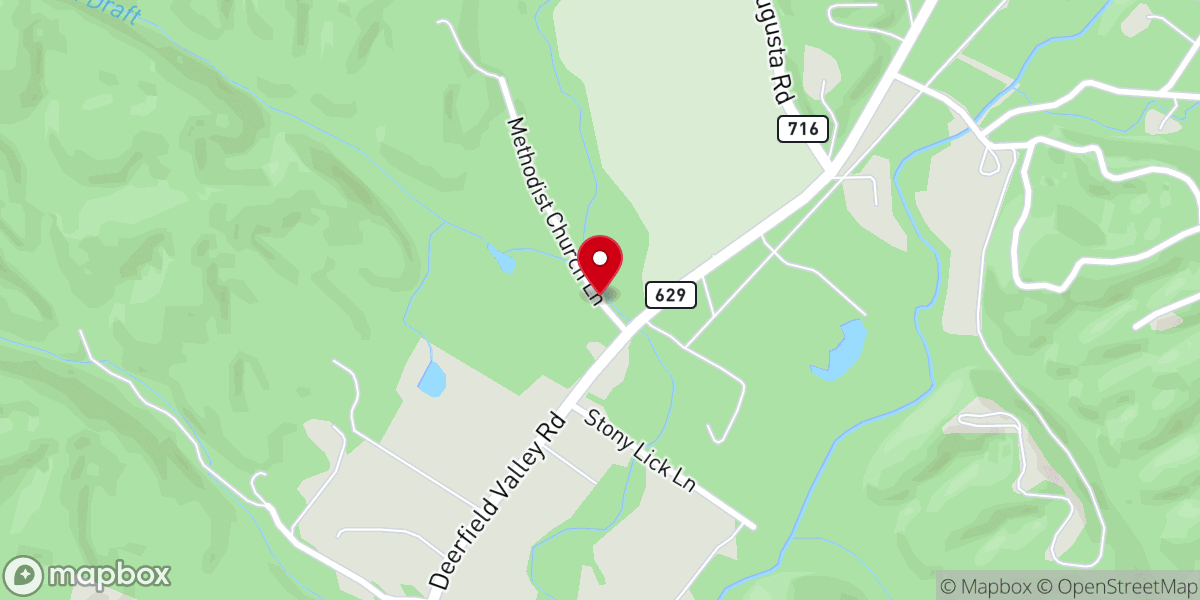 Map showing location of West Augusta UMC