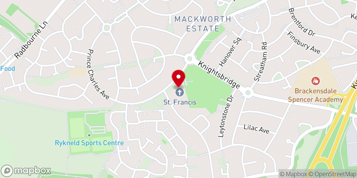 Map showing location of St Francis of Assisi, Mackworth (@stfmackworth)