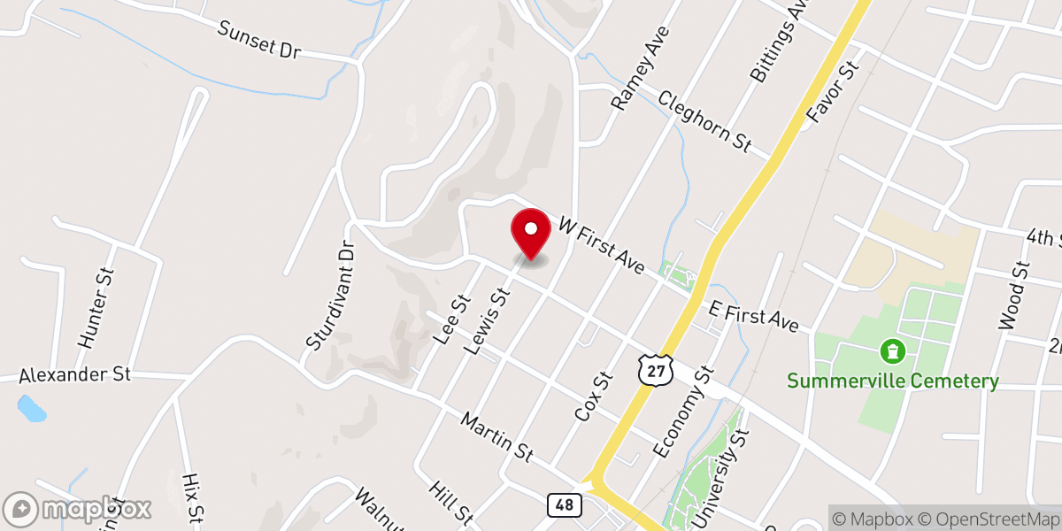 Map showing location of Summerville First United Methodist Church