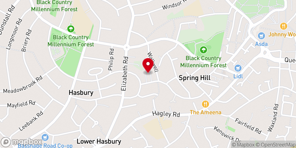 Map showing location of Hasbury Methodist Church