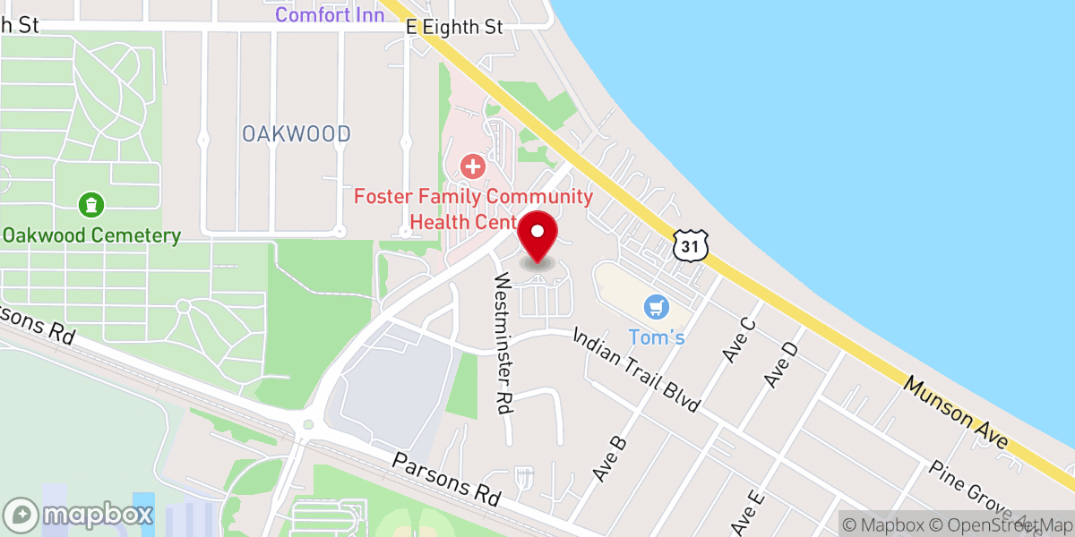 Map showing location of Mosaic Church - Traverse City