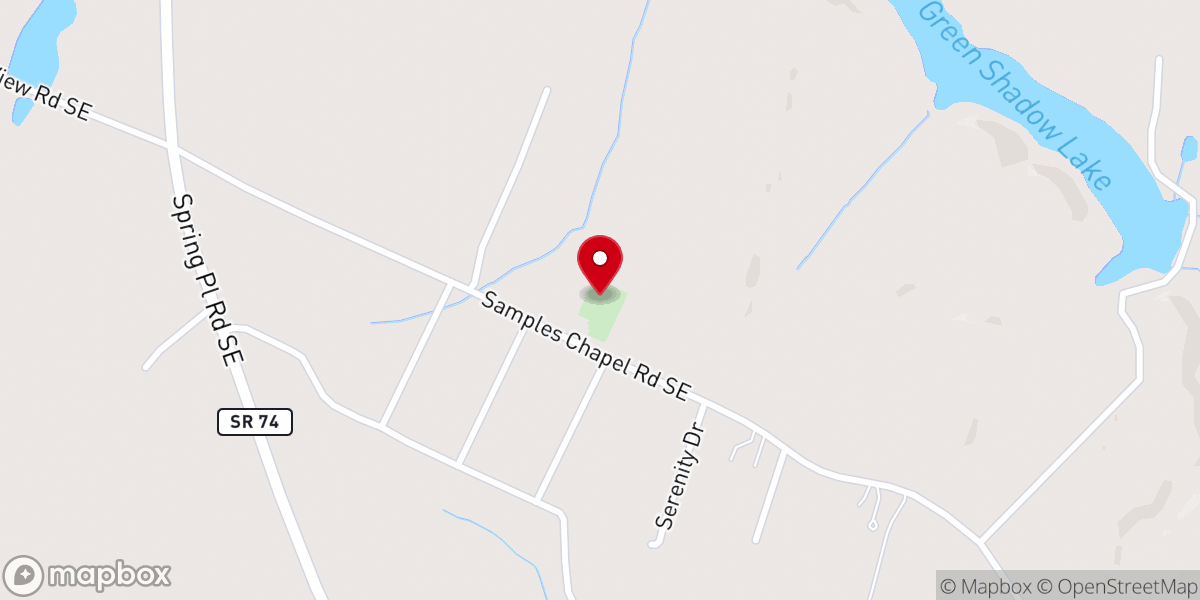 Map showing location of Samples Memorial Baptist Church