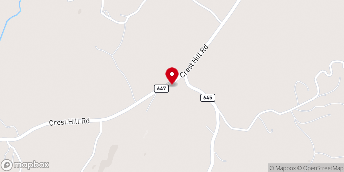 Map showing location of Trough Hill Baptist Church