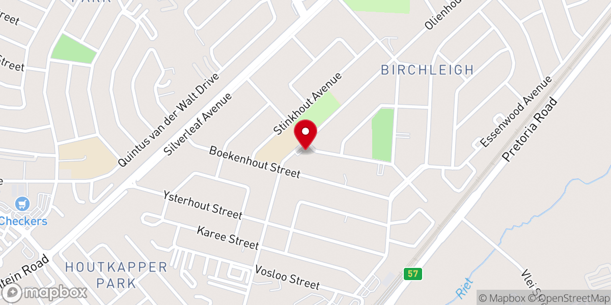 Map showing location of The African Apostolic Church Birch Acres Kereke