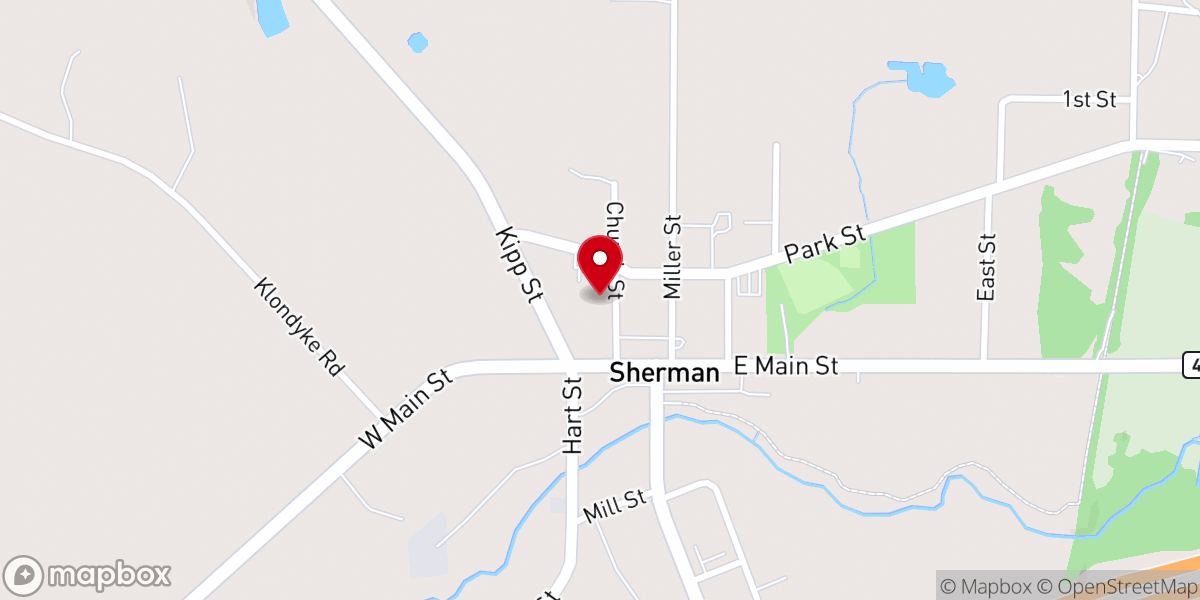 Map showing location of Area Christian Action - Sherman - Food Distribution Center